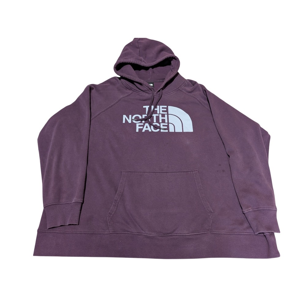 The North Face Hoodie Womens 3X Purple Logo Pullover Fleece Raglan Gorpcore